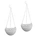 YIKUSH 2 Pack Hanging Flower Planter Pots with Chain for Indoor Outdoor Home Decoration - 7.87x7.87x5.1inch, White