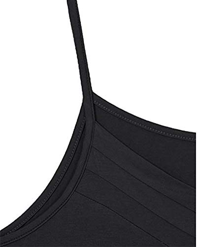 POPTEM Womens V Neck Flowy Tunic Tank Tops Sleeveless Loose Camisole Plain Shirts Cami Blouse Black