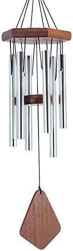 Sinfinate 25 Inch Small Wind Chimes Outdoor, Memorial Chimes with 6 Tubes as Remembrance Gift to Honor and Remember Peoples, Outdoor Décors for Home, Patio, Garden, Yard, Metal Wind Chime-Silver