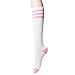 Sockstheway Womens Casual Knee High Tube Socks with Triple Stripes 1 Pair Pink