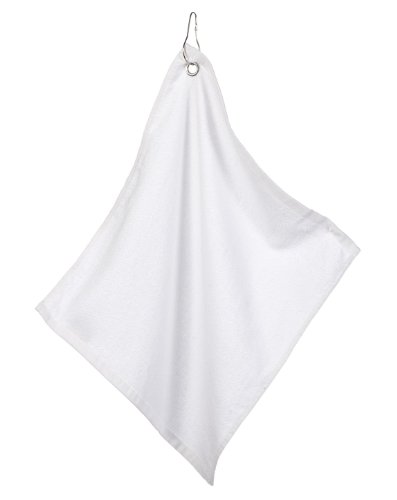 UltraClub Large Velour Hemmed Edges Grommet Golf Towel, One, White