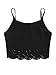Romwe Women's Basic Sleeveless Scalloped Hem Cute Crop Tank Cami Top Black L