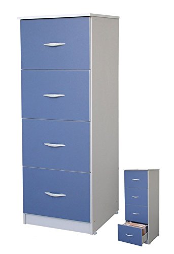 Armário Arquivo 04 Gavetas Azul e Cinza