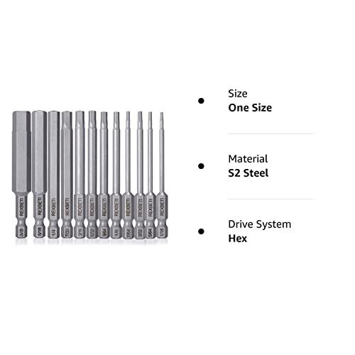 REXBETI 12 Piece Hex Head Allen Wrench Screwdriver Bit Set, 1/4 Inch