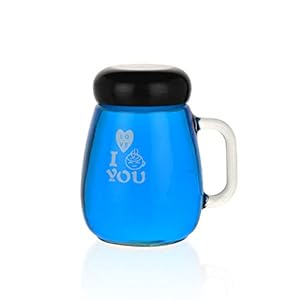 SATYAM KRAFT Transparent Glass Printed Mug with Lid Black, 1 Piece, 350 ml