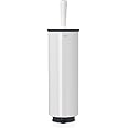 Brabantia Profile Toilet Brush and Holder (White) Freestanding/Wall-Mounted Toilet Bowl Cleaner with Discreet Case Stand for Bathroom