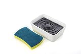 Full Circle Bubble Up Ceramic Soap Dispenser & Scrubber Sponge Set, White