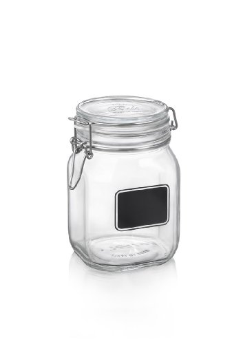 Bormioli Rocco Fido Square Clear Jar with Chalkboard,