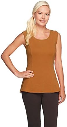 Kathleen Kirkwood Semi-Fit Cotton Spandex Swing Cami Solid Camel L New A256329