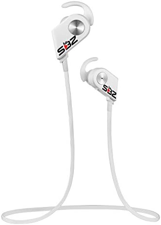 Bluetooth Headphones, SBZ Platinum V4.1 Noise Cancelling Sweatproof Magnetic Sport Wireless Earbuds with Mic, In-Ear Secure Fit for Running & Work Outs (White)