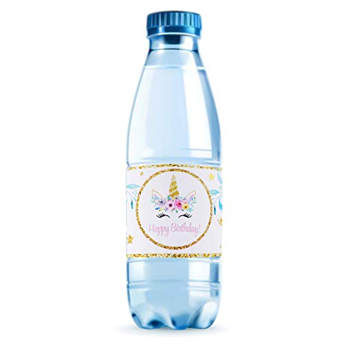LUOEM 72 PCS Magic Rainbow Unicorn Bottle Wraps Cute Waterproof Bottle Labels Sleep Unicorn Pastel Flower Bottle Labels for Birthday Baby Shower Wedding Party Decorations - Thumbnail 2