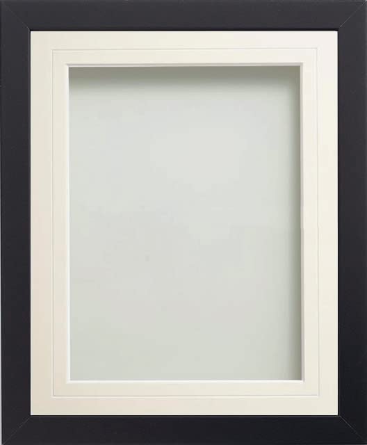 Frame Company Allington Black Photo Frame with White V-Groove Mount, 16x12 for 12x8 inch, fitted with perspex