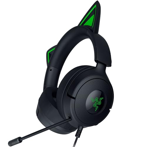 Kraken Kitty V3 X - Kabelgebundenes Kitty-Headset für Gaming - Kultige Kitty-Ohren - 270g leicht - HyperClear Kardioid Mikrofon - Triforce 40mm Treiber - 3,5mm Klinkenstecker | Schwarz