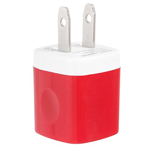 1 USB Wall Charger, HLCT 1A Universal USB Wall Charger Adapter for Apple iPhone and iPad, Samsung Galaxy, HTC, LG, Huawei, Nexus Smartphones and Tablets (Red) - Thumbnail 2