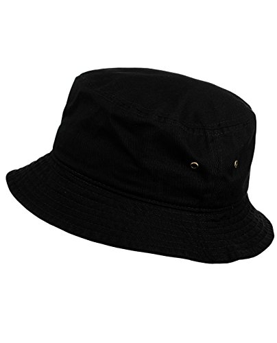 NYFASHION101 Fashionable Unisex Solid Color Lightweight Cotton Bucket Hat, Black, L/XL