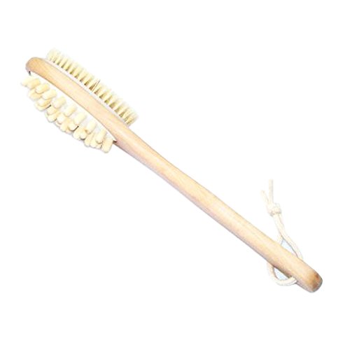 Long Wooden Handle Back Rubs Massager Bath Brush Dual Head - Thumbnail 2