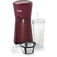 Burgundy Iced Coffee Maker with Reusable Tumbler and Coffee Filter