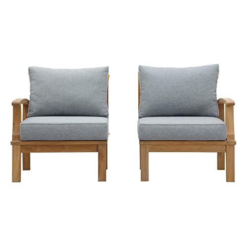 Modway EEI-1822-NAT-GRY-SET Marina Premium Grade A Teak Wood 2-Piece Outdoor Pa…