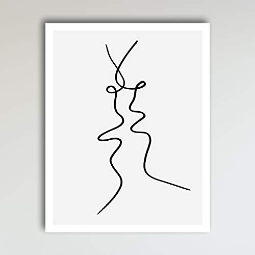 "The Kiss" Print of Original Abstract Drawing Wall Decor Wall Art Print Poster Modern Contemporary Boho Home Decor 11x14 Inches, Unframed - Thumbnail 6