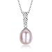 DIAMOVI Water Drop Pearl Stud Earrings & Silver Chain Pendant Set| Good Quality Natural, Flawless Freshwater Pearl & 925 Sterling Silver| The Most Unique Fashion Jewelry Set (2 | Pink Pearls)