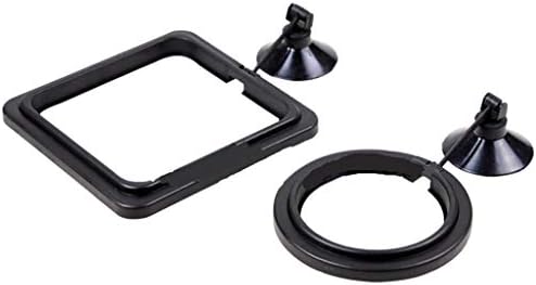 Feeding Ring 2PCS - Practical Floating Food Square - Reduces Waste & Maintains Water Quality - Suitable for Flakes & Other Floating Fish Foods - for Guppy, Goldfish and Other Smaller Fish (Black)