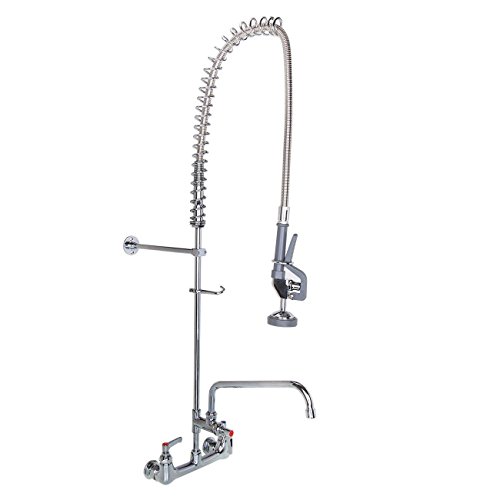 Ridgeyard Commercial Sink Wall Mount Pre-Rinse Faucets Double Handle Brass Backsplash Sprays Tap w/ 12