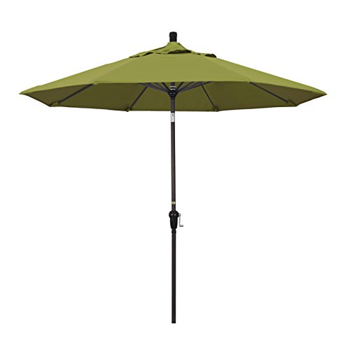 California Umbrella 9' Round Aluminum Market Umbrella, Crank Lift, Auto Tilt, B…