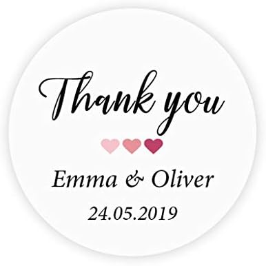 eKunSTreet ® 48x Personalised 40mm Round Wedding Favour Stickers Labels Envelopes Seals Homemade Cards Embellishment