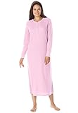 Dreams & Co. Women's Plus Size Long Thermal Knit Henley Sleepshirt