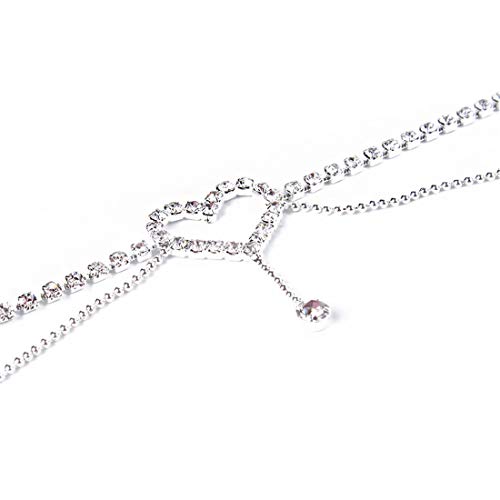 Sperrins Heart Pattern Crystal Anklet Women Simple Rhinestone Anklet Foot Accessories (Color 2) - Thumbnail 3
