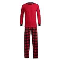 YunZyun 2 Piece Women Men Kids Christmas Plaid Pajama Sets Jammies Matching Family Winter Long Sleeve Cartoon Fashion Novetly Warm Cotton Pjs Sleepwear for Mon Dad Baby Boys Girls (Men, XL)