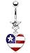 Belly button ring Prong Star Dangle Navel Ring with Epoxy Heart Shaped American Flag 316L Surgical Steel