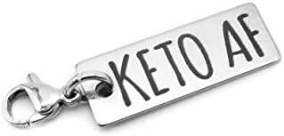 KETO AF Stainless Steel Charm with Clasp - Funny Ketogenic Weight Loss Jewelry and Fitness Charms For Motivation - Tarnish Free Hypoallergenic Stainless Steel