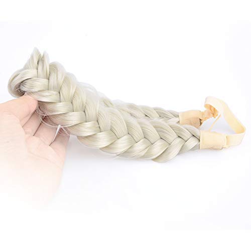 BOBIYA Messy Wide 2 Strands Synthetic Hair Braided Headband Classic Chunky Plaited Headband Elastic Stretch Plait Hair Band for Women Girl (Light Ash Blonde)