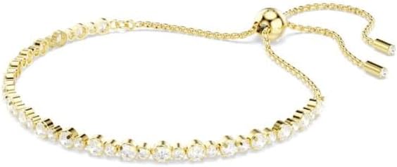 Matrix Tennis Armband, Vergoldetes Cupchain-Armband mit Weißen Kristallen und Kugelschiebeverschluss, Armbandlänge: 12-24 cm, Armbandbreite: 0.2 cm
