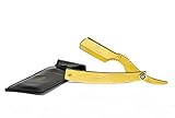 GOLD METALLIC Professional Barber Straight Edge Razor - Swing Lock Disposable Close Shaving Men's Manual Shaver - Made of Stainless Steel with Easy Blade Replacement Mechanism
