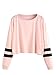 SweatyRocks Women's Striped Long Sleeve Crewneck Crop Top Sweatshirt Pink S