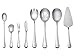 LIANYU Serving Utensils Set 8 Piece, Stainless Steel Serving Flatware Silverware Set with Slotted Spoons, Forks for Party Dinner, Mirror Finished, Dishwasher Safe