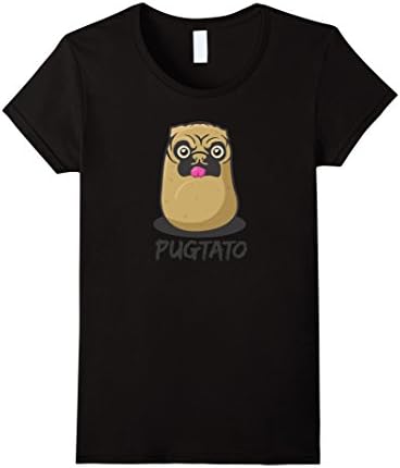 Womens Pugtato T Shirt Small Black