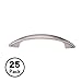 Alzassbg 25 Pack Brushed Satin Nickel Cabinet Pulls, 3 Inch(76mm) Hole Centers Curved Cabinet Handles Arch Kitchen Hardware Drawer Handles Pulls AL3021SN