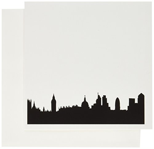 3dRose London Skyline Silhouette Stylish buildings modern contemporary UK British - Greeting Cards, 6 x 6 inches, set of 6 (gc_113052_1)