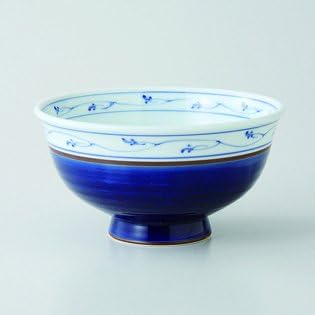Japanese porcelain Hasami ware. Set of 3 uchibudo keiryo large blue meshiwan bowls. hsm-J57-72777