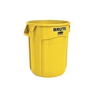 Rubbermaid Commercial Brute Ronde Container 37.9L – Wit, 75.7 L, Geel, 1