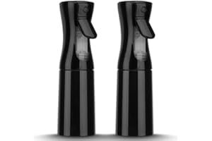 Zuhose Spray Bottle for Hair (6.8OZ /200ML) Continuous Ultra Fine Mist Sprayer for Hair, Salons, Barber, Plants, Skin Care, Cleaning 2 Pack Black