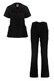 MediFit Women's Mock Wrap Medical Top & Pants Scrub Set