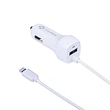 iPhone 6 Car Charger, ProtonPlanet Lightning Coiled Car Charger Adapter for iPhone 6/6s 6 Plus with extra 2.1A High Speed USB port, White