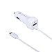 iPhone 6 Car Charger, ProtonPlanet Lightning Coiled Car Charger Adapter for iPhone 6/6s 6 Plus with extra 2.1A High Speed USB port, White