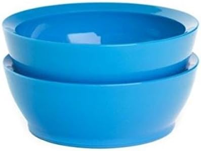 Calibowl Non-Spill Low Profile Bowls with Non-Slip Base, 12-Ounce, Baby Blue, Set of 2