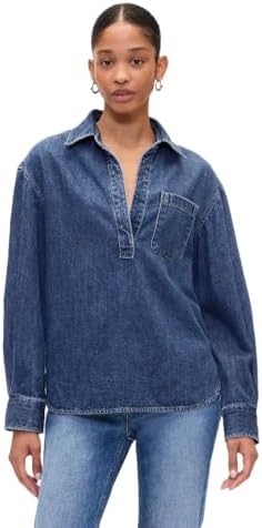 ASKK NY Women's Oversized Denim Shirt, Palm Canyon, S at Amazon
