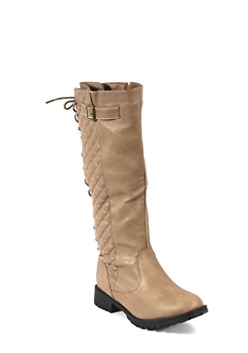 Carrini CA Collection Womens Fashion Quilted Rear Lace-Up Boots, Taupe, Size 8.5, US